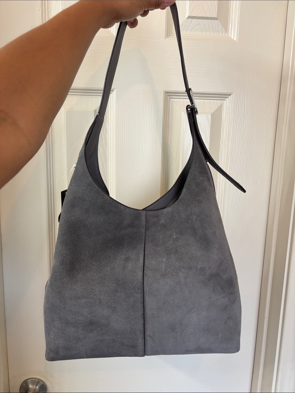 Kate Spade Large 454 Gray Suede Shoulder Bag - Picture 8 of 10